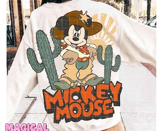 Retro Mouse Cowboy Western Shirt Png, Cowboy Mouse Png, Trendy Western Png, Retro Mickey Mouse Png, Cowboy Png, Desert Png, Western Png