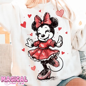 Sketch Minnie Mouse Png Sublimation, Mouse Valentines Png, Groovy Sublimation, Retro Minnie Sublimation, Digital Download, Girlie Png