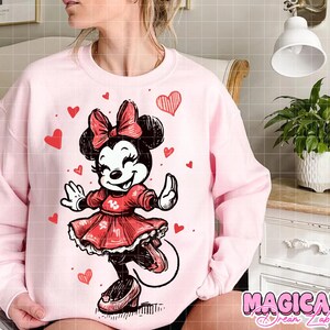 Skizze Minnie Maus Png Sublimation, Maus Valentinstag Png, Groovy Sublimation, Retro Minnie Sublimation, digitaler Download, Girlie Png Bild 2