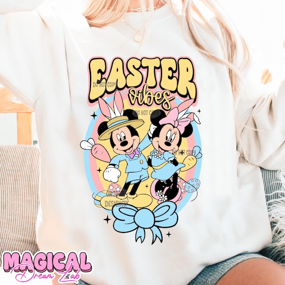 Mickey Minnie Easter Png, Trendy Cute Happy Easter Png, Digital File, Feeling Lucky Png, Easter Vibes Png, Easter Eggs Png, Retro Easter Png