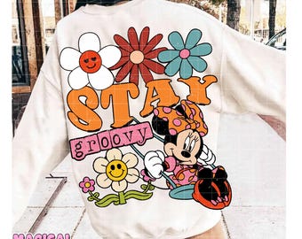 Stay Groovy Png, Floral Groovy Png, Minnie Mouse Png,  Family Vacation Png, Magic Kingdom Png, Cute Mouse Png, Family Trip Png, Spring Girly