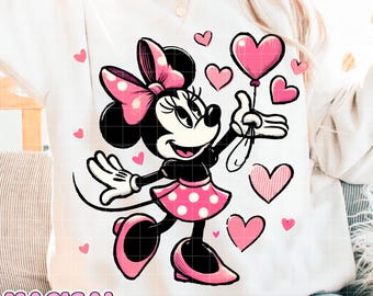 Sketch Minnie Mouse Png, Mouse Valentines Png, Minnie Sublimation, Cute Mouse Png, Mini Valentine Png, Retro Mouse Png, Girlie Png, Pink Png