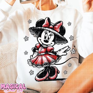 Sketch Minnie Mouse Png Sublimation, Mouse Valentines Png, Groovy Sublimation, Retro Minnie Sublimation, Digital Download, Girlie Png image 3