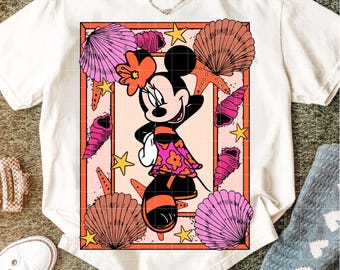 Summer Vibes Png, Seashell Png, Trendy Summer Shirt Png, Minnie Retro Summer Png, Beach Bum Png, Cute Girl Png, , Floral Beach Vibes Design