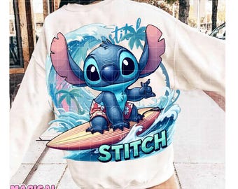 Blue Alien Cartoon Png, Trendy Summer Png, Surfing Png, Blue Cartoon Movie Png, Retro Summer Png, Beach Png, Stich Summer Png, Blue Png