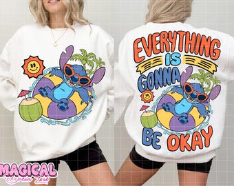 Stitch Summer Vibes Png, Blue Alien Cartoon Png, Retro Summer Png, Beach Vibes Png, Trendy Summer Png, Beach Pool Float Clipart Png