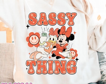 Chose impertinente png, souris rétro png, Minnie et Daisy png, sublimation Minnie Mouse png, souris mignonne png, amies souris png, png