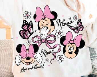 Coquette Minnie Mouse Png, Trendy Minnie Mouse Png, Cute Png, Png for Girl, Groovy Sublimation, Flower Png, Retro Mouse Png, Little Girl Png