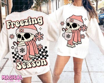 Freezing Season Png, Trendy Winter Png, Winter Vibes, Hello Winter Png, Winter Sublimation, Checkered Png, Skeleton Png, Winter Skeleton Png