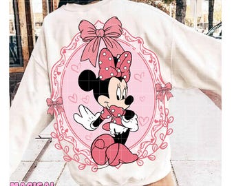 Noeud rose coquette Minnie png, Minnie Mouse png, mignon girly png, preppy png, png pour fille, petite fille png, souris rétro png, époque douce