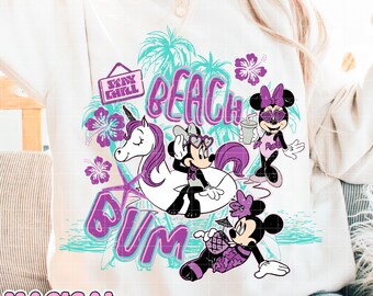 Beach Bum Png, Retro Summer Png for Sublimation, Minnie Mouse Png, Beach Vibes Png, Trendy Summer Png, Surfing Png, Minnie Mouse Cartoon Png