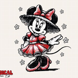Sketch Minnie Mouse Png Sublimation, Mouse Valentines Png, Groovy Sublimation, Retro Minnie Sublimation, Digital Download, Girlie Png image 4