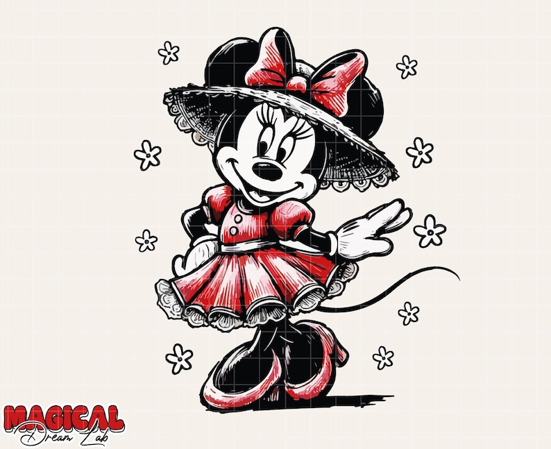 Sketch Minnie Mouse Png Sublimation, Mouse Valentines Png, Groovy Sublimation, Retro Minnie Sublimation, Digital Download, Girlie Png image 4