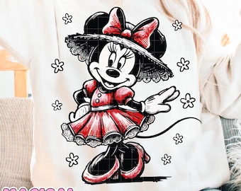 Sketch Minnie Mouse Png Sublimation, Mouse Valentines Png, Groovy Sublimation, Retro Minnie Sublimation, Digital Download, Girlie Png