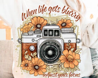 Retro Camera & Wildflowers Png, Spring Wildflowers Png, Boho T-Shirt Design, Boho Shirt Png, Inspirational Png, Mental Health Png, Floral