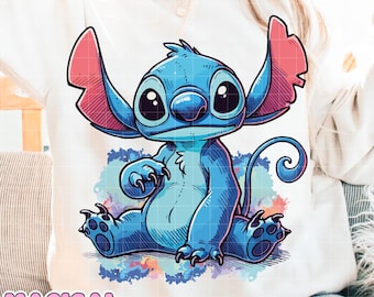 Stitch Clipart, Stitich Png, Cute Stitch Art, Watercolor Kids Art, Cute Cartoon Character, Prints Stitch Clipart Png, Lilo and Stitch
