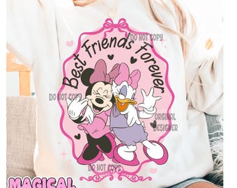 Coquette Best Friends Forever Png, Meilleures amies rétro Png, Miss souris et canard png, Amitié png, Meilleures filles png, Magical Kingdom png