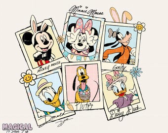 Retro Mouse And Friends Png, Family Vacation Png, Mouse and Friend Easter Png, Magical Easter Png, Happy Easter Day Png, Family Trip Png
