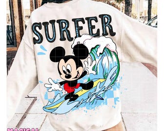 Surfer Png, Mickey Mouse Surf Png, Beach Bum Png, Summer Vibes Png, Retro Mouse Summer Png, Summer Surfer Png, Beach Vibes Png