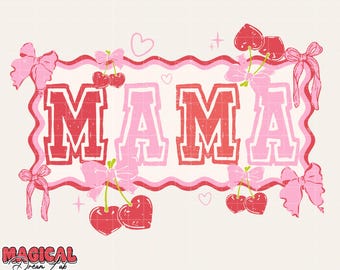 Mama Coquette Bow Png, Pink Mama Coquette Bow Png, Mama Png, Mama Bow Png, Girly Pink Floral Png, Mothers Day Png, Coquette Pink Bow Png