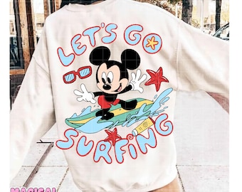 Surfing Png, Summer Png, Mickey Mouse Surfing Png, Beach Vibes Png, Retro Summer Png, Surfing Mickey Design, Hello Summer Png