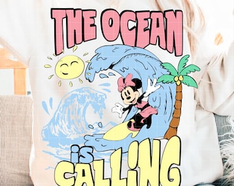 The Ocean Is Calling Png, Summer Vibes  Png, Beach Png, Hello Summer Png, Ocean Png, Minnie Mouse Png, Trendy Summer Shirt Png, Sea Life Png