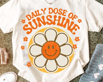 Daily Dose Of Sunshine Png, Summer Vibes Png, Retro Summer Png, Floral Png, Sunshine Png, Boho Floral Png, Trendy Summer Png, Preppy Png