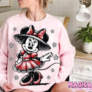 Sketch Minnie Mouse Png Sublimation, Mouse Valentines Png, Groovy Sublimation, Retro Minnie Sublimation, Digital Download, Girlie Png image 2