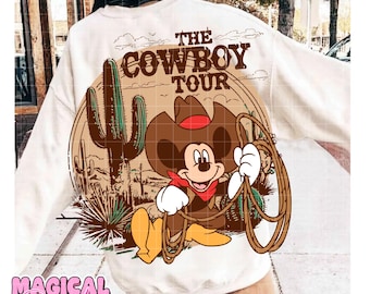 Cowboy Mouse Png, Retro Mouse Cowboy Png, Rodeo Cowboy Png, Trendy Country Western Png, Family Vacation Png,  Western Cowboy Png, Vacay Mode