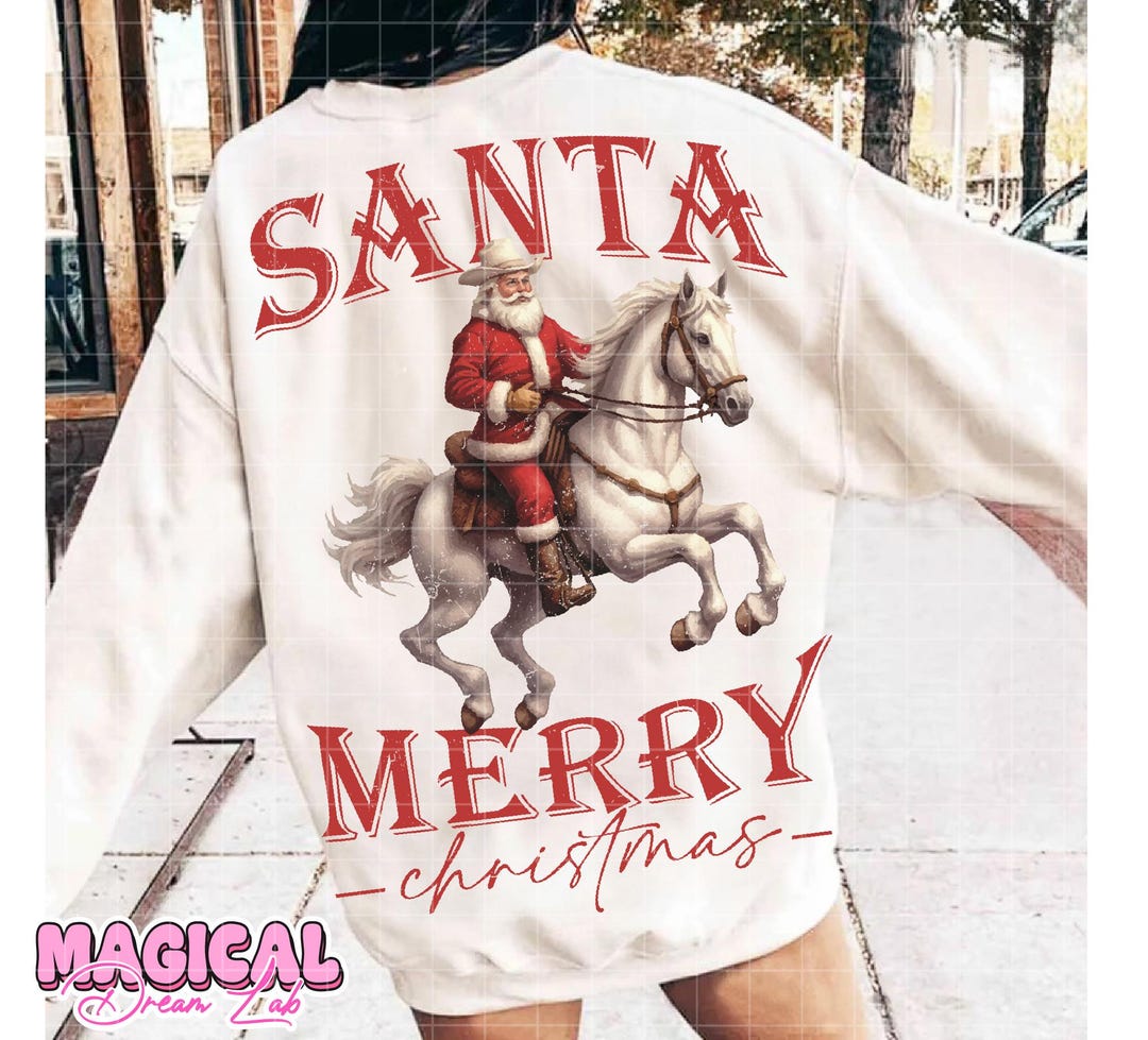 Retro Santa Claus Png, Retro Cowboy Santa Claus Png, Western Christmas ...