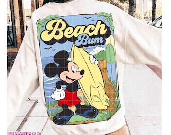 Beach Bum Png, Retro Summer Png, Beach Vibes Png, Mickey Mouse Summer Png, Trendy Summer Png, Summer Vibes Png, Family Vacation Png