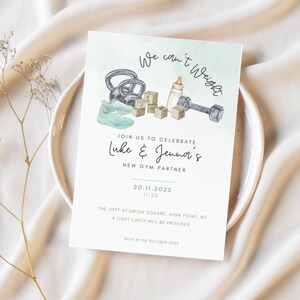 gym baby shower invitation