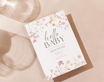 Modèle d'invitation florale pour baby shower