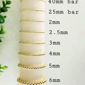 18K Gold Filled Beaded Bracelet 2mm, 2.5mm, 3mm, 4mm, 5mm, 6mm I Gold bar