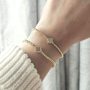 18K Gold Filled Clover Charm Bracelet