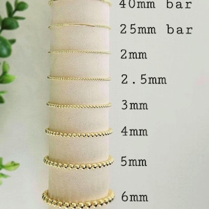 18K Gold Filled or Gold Plated Beaded Bracelet 2mm, 2.5mm, 3mm, 4mm, 5mm, 6mm I Gold bar