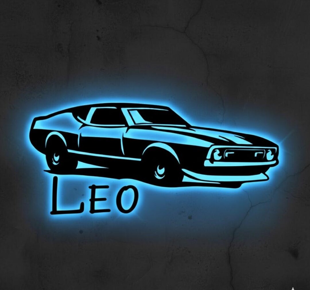 Muscle Cars Led Custom Classic Muscle Car LED Light Sign, Personalized Name Garage Wall ...