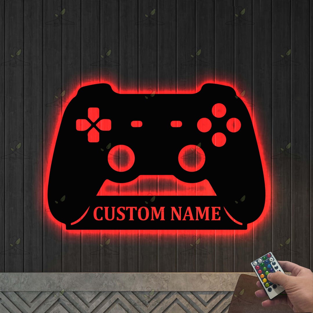 Custom Game Sign: LED Controller Plaque, Gaming Wall Art, Gamer Gift ...