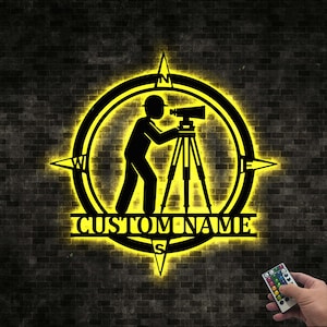 Custom Metal Surveyor Sign: Personalized Land Surveyor Name Decor