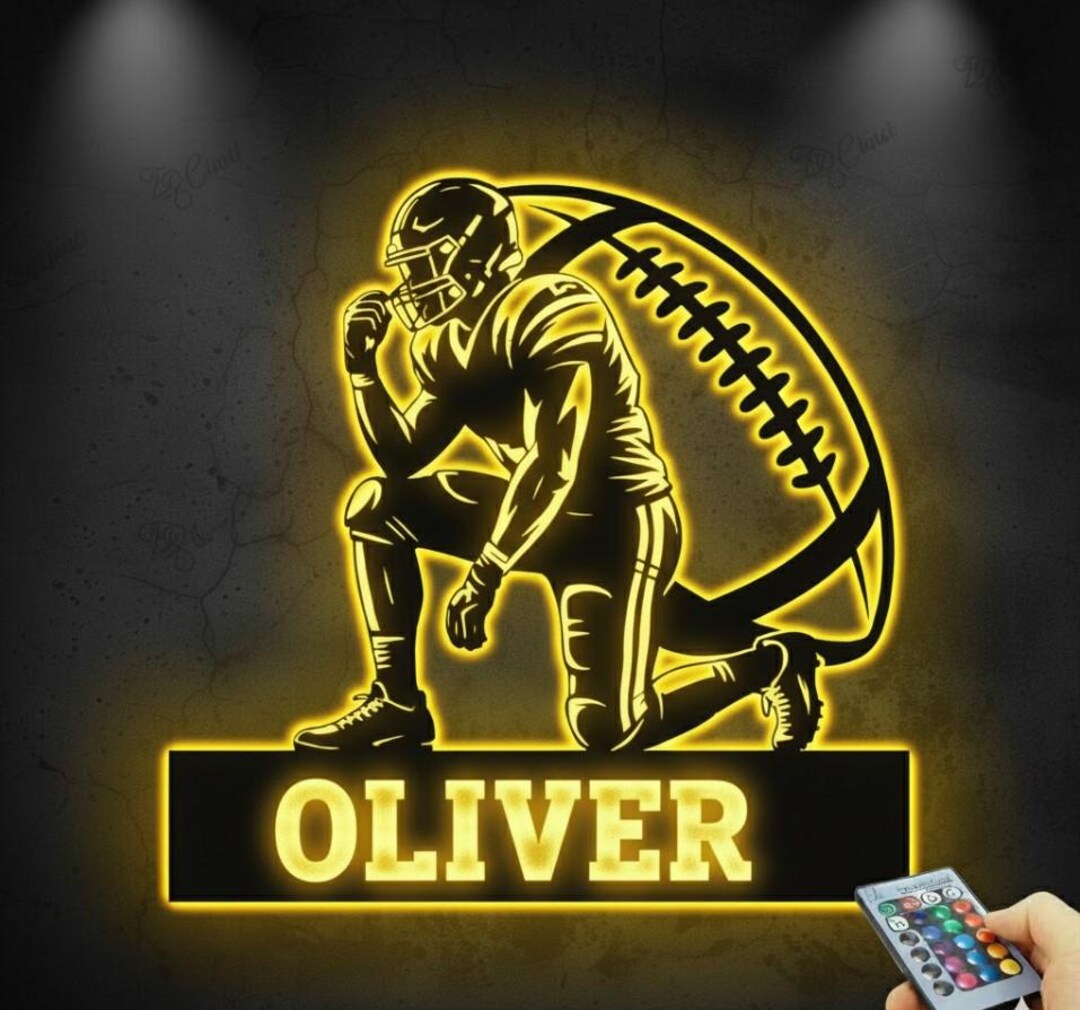 Led Signs Football Custom Football Player LED Light Sign, Personalized Name Sports Neon ...