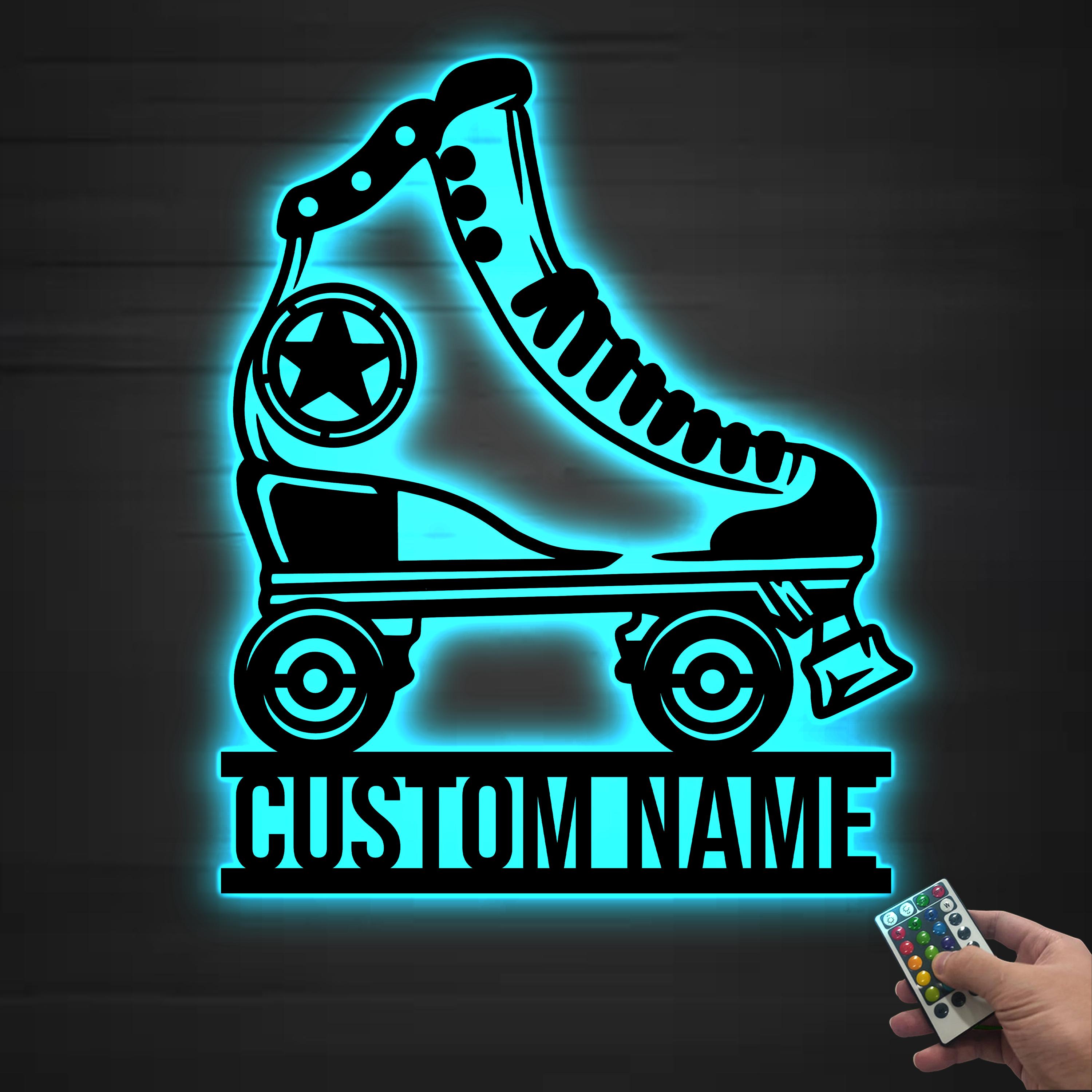 Roller Rink Skate Rentals Sign Personalized Roller Skating Metal Sign, Custom Metal LED Wall Art ...