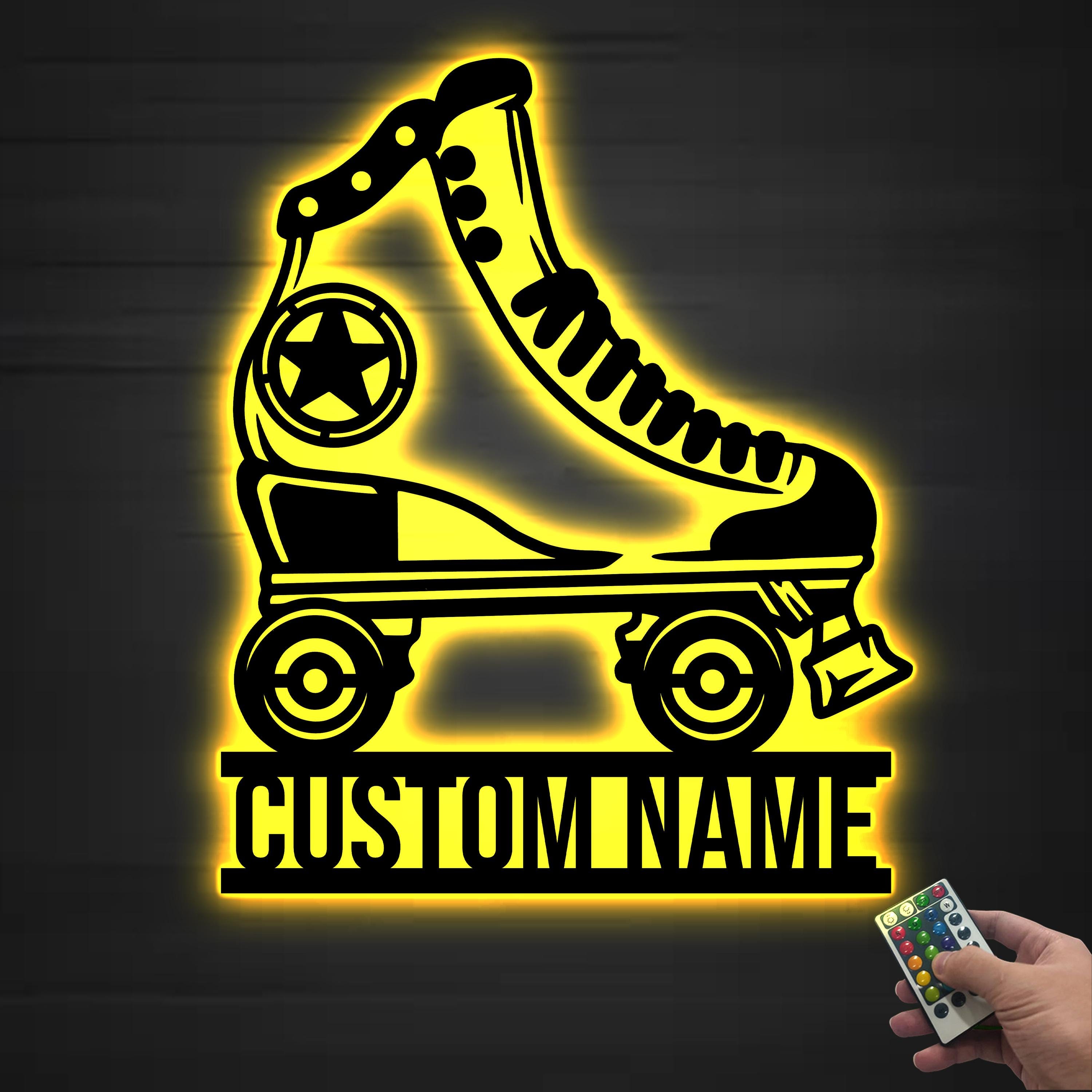 Skate Router Signs Personalized Roller Skating Metal Sign, Custom Metal LED Wall Art ...