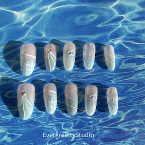 Ocean’s Whisper | gradient press-on nails/high-quality/handmade/luxury press-on nails /jelly nails/acrylic nails/natural press-on nails