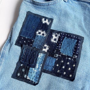Boro patch, Japanese vintage fabric, jeans patch, sew on patch, Japanese fabric patch, artisan mending patch,