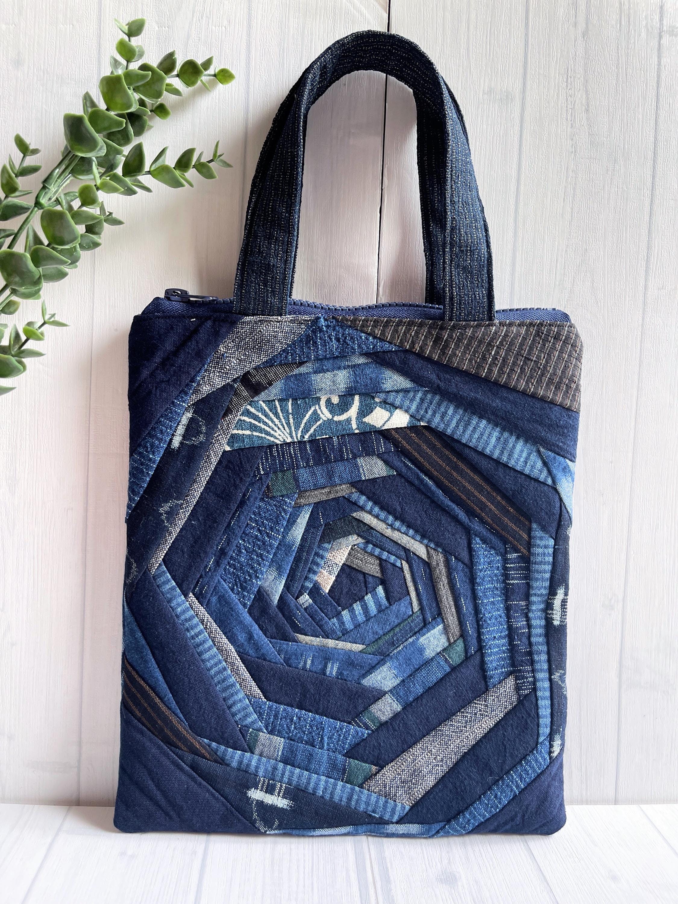 Zippered Tote Bag, Everyday Patchwork Tote, Compact Zipper Bag