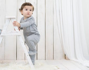 Organic Cotton Footed Baby Sleepsuit | Grey Melange | Cozy Baby Sleepwear | Gender Neutral Romper for 0-2 Years