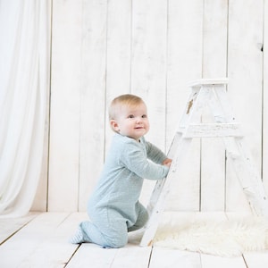 Organic Cotton Footed Baby Sleepsuit | Aqua Melange | Cozy Baby Sleepwear | Gender Neutral Romper for 0-2 Years