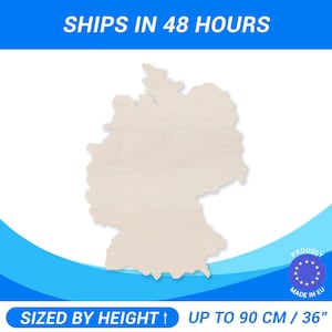Personalized Wooden Germany Shape • Custom Size Baltic Birch Plywood • Premium A/B (1/2) Wood Sheets For DIY Projects • Crafts 1&quot; to 60&quot;