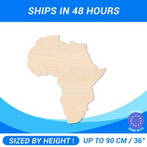 Personalized Wooden Africa Shape • Custom Cut To Size Baltic Birch Plywood • Premium A/B (1/2) Wood Sheets For DIY Projects, Crafts