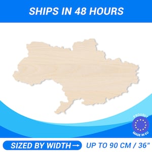 Personalized Wooden Ukraine Shape • Custom Size Baltic Birch Plywood • Premium A/B (1/2) Wood Sheets For DIY Projects • Crafts 1&quot; to 60&quot;